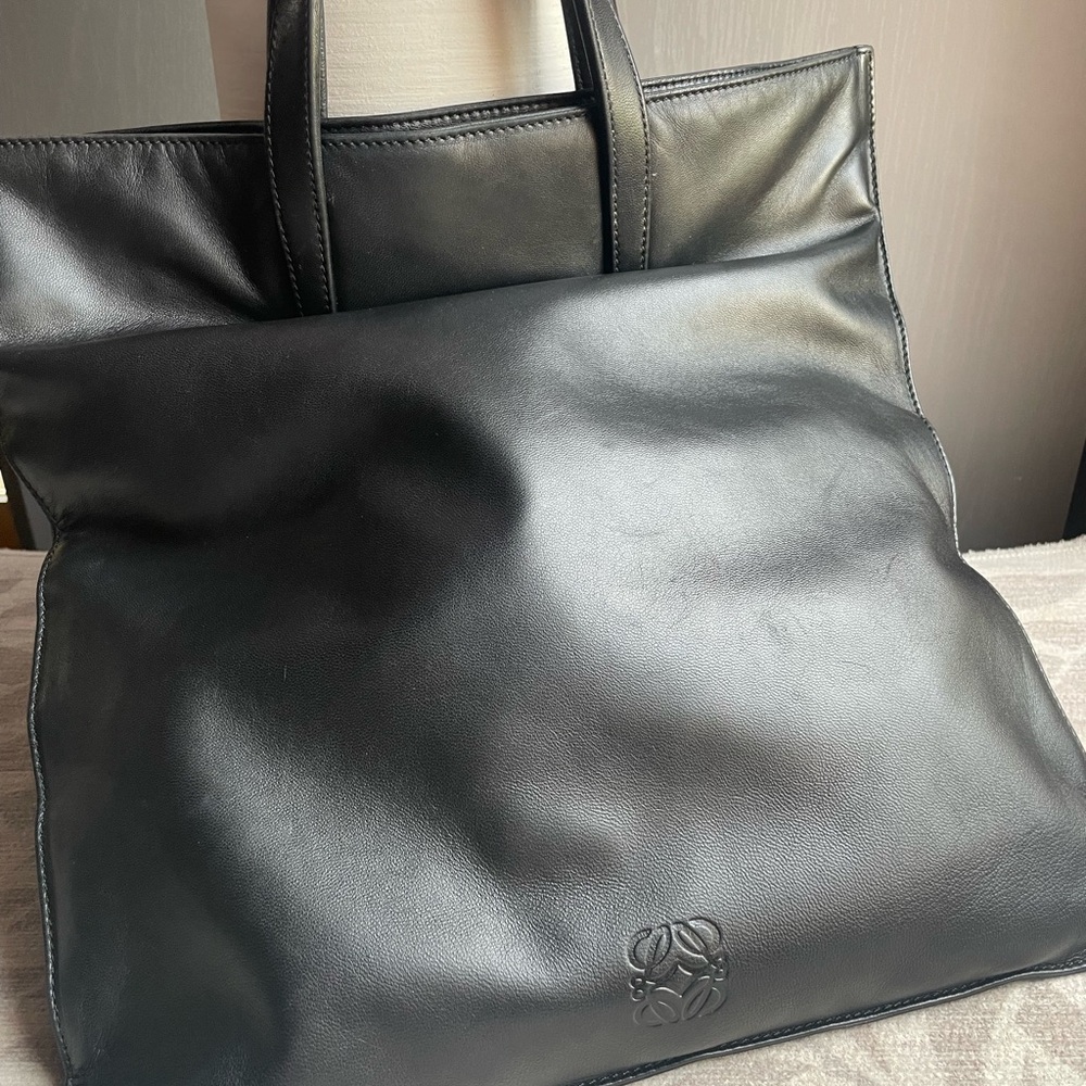 Black Loewe Leather Tote Bag